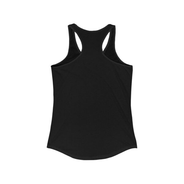 Back view of the same black racerback tank top laid flat on a white background, with no graphics.