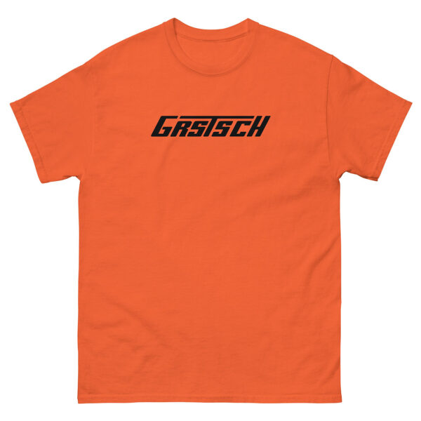 An orange t-shirt with the “Grstsch” text logo in a bold black typeface centered on the chest.